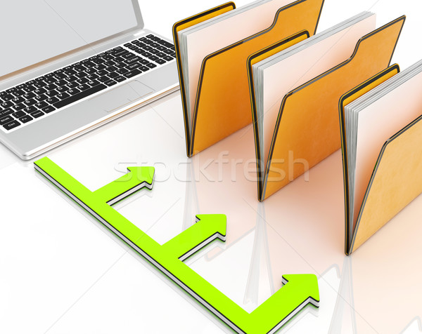 Laptop And Folders Shows Administration And Organized Stock photo © stuartmiles