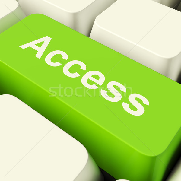 Foto stock: Acceso · ordenador · clave · verde · permiso