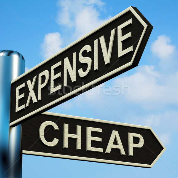 Stock photo: Expensive Or Cheap Directions On A Signpost