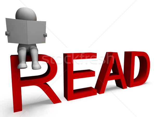 3d Character Reading Shows Intellect Stock photo © stuartmiles