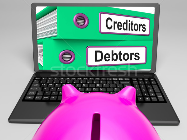 Akták laptop finanszírozás kölcsönvesz üzlet pénz Stock fotó © stuartmiles