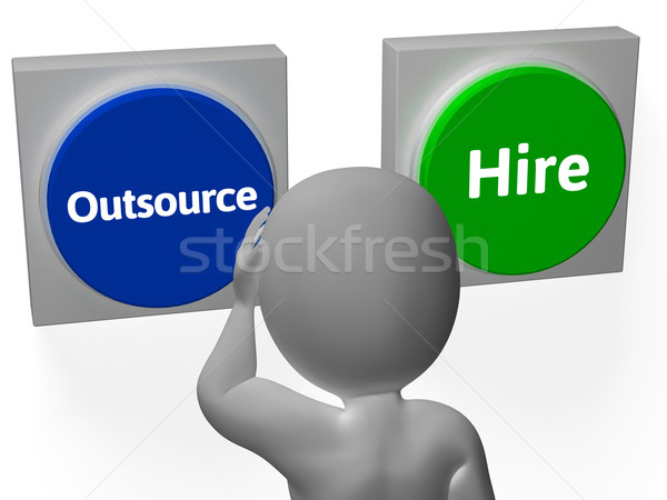 Outsource Hire Buttons Show Subcontracting Or Freelancing Stock photo © stuartmiles