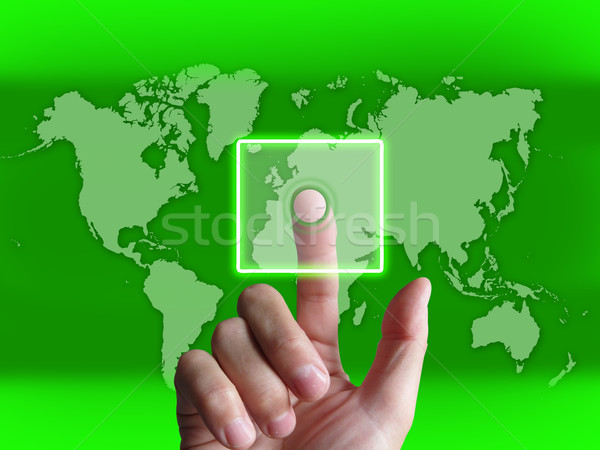 Hand touch wereldkaart internet www Stockfoto © stuartmiles