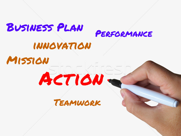 Action Words on Whiteboard Show Activity Mission and Performance Stock photo © stuartmiles