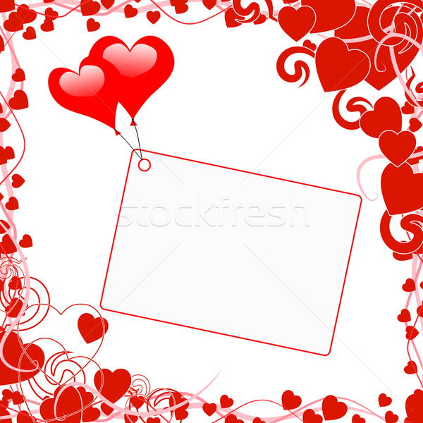 Foto stock: Corazón · globos · nota · invitación · de · la · boda · propuesta