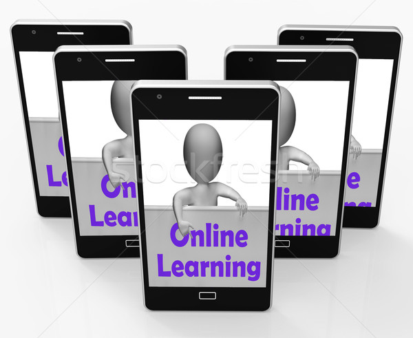 Online Learning Sign Phone Means E-Learning And Internet Courses Stock photo © stuartmiles