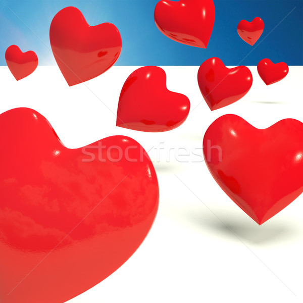 Falling Hearts Representing Love And Adoration Stock photo © stuartmiles