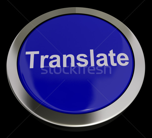 鈕 藍色 顯示 在線 翻譯者 商業照片 © stuartmiles