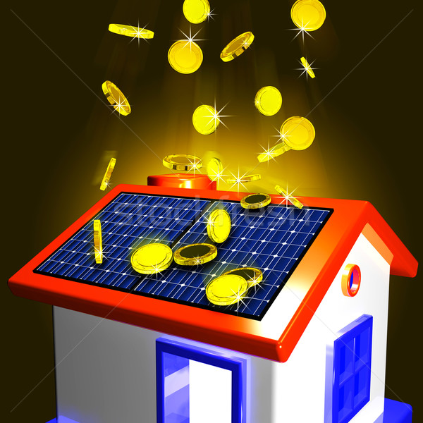 Coins Falling On House Showing Extra Money And Improved Economy Stock photo © stuartmiles