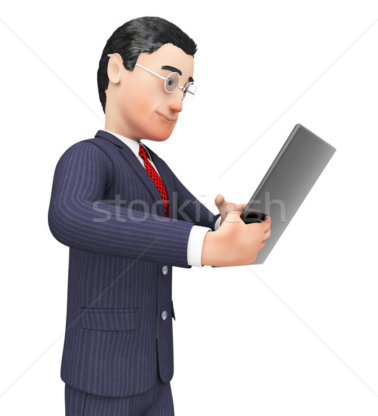 Businessman Reading Report Means Check Up And Biz Stock photo © stuartmiles