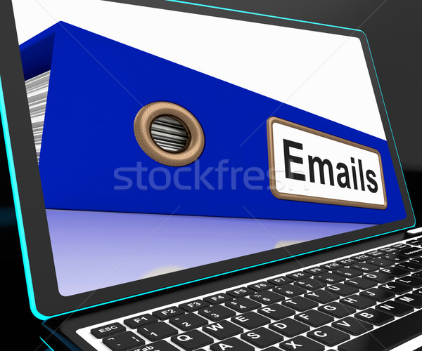 Mails File On Laptop Shows Online Correspondence Stock photo © stuartmiles