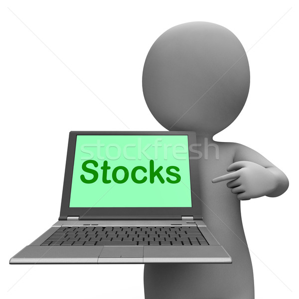 Stocks Laptop Shows Dow Investment And Stock Market Stock photo © stuartmiles