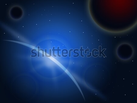 Blue Star Behind Planet Shows Galactic Horizon Or Star field Stock photo © stuartmiles