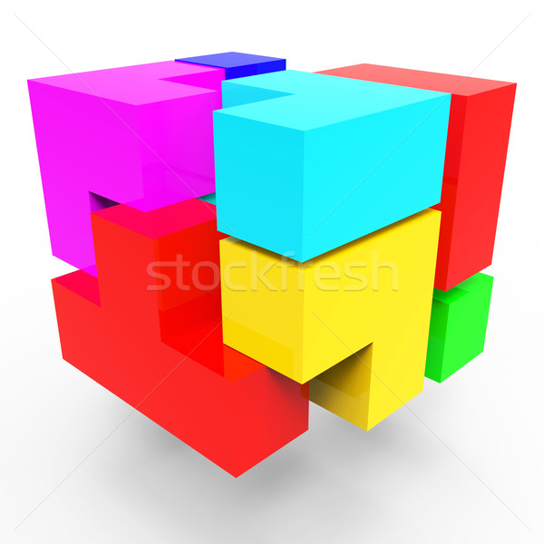 Synergy Blocks Represents Team Work And Connect Stock photo © stuartmiles