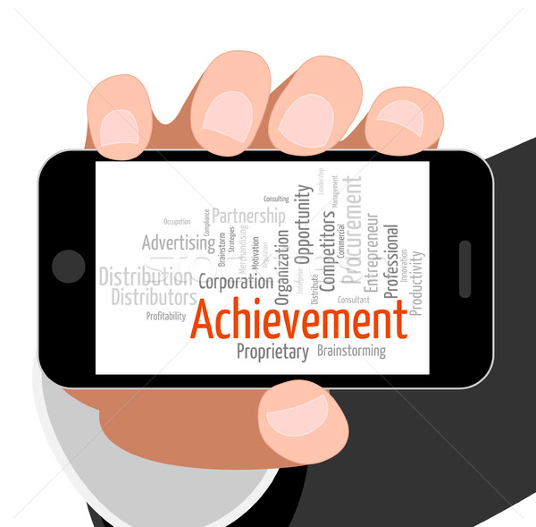 Achievement Word Means Succeed Winner And Wordclouds Stock photo © stuartmiles