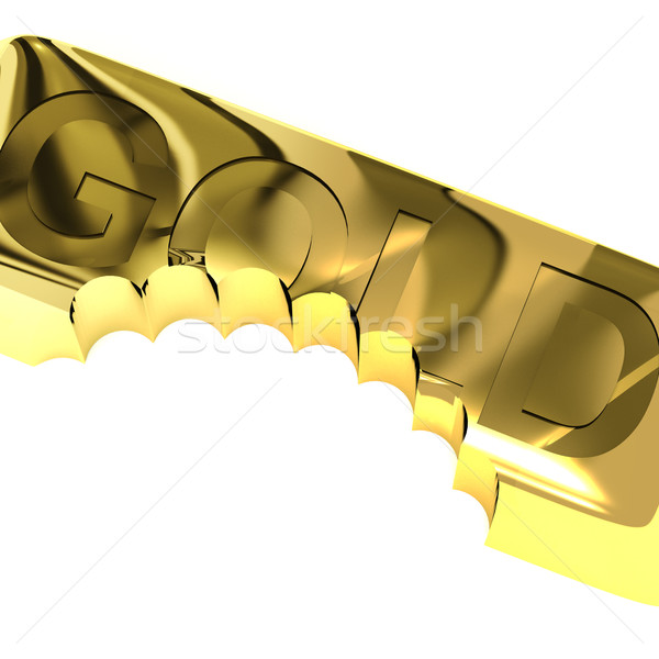 Stock photo: Gold Bar With Bite  Showing Depression Recession And Economic Do