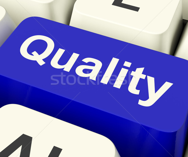 Qualidade chave excelente serviço produtos azul Foto stock © stuartmiles