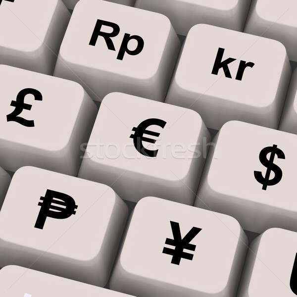 Zdjęcia stock: Waluta · symbolika · komputera · klucze · wymiany