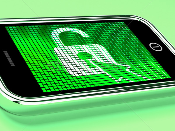 Stock photo: Unlocked Padlock Mobile Phone Shows Access Or Protected