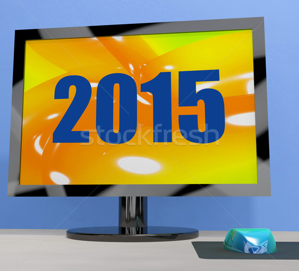 Dwa tysiąc piętnaście monitor rok 2015 Zdjęcia stock © stuartmiles