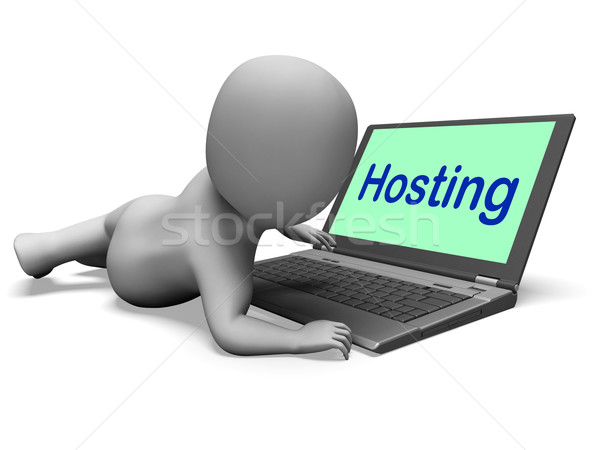 Hosting karakter laptop www internet website Stockfoto © stuartmiles