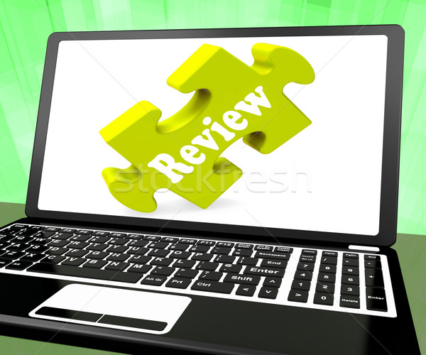 Stock photo: Review Laptop Means Check Evaluation Or Assess 