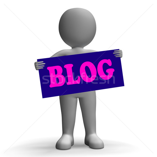 Blog teken karakter bloggen social media tonen Stockfoto © stuartmiles