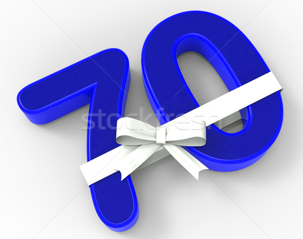 Number Seventy With Ribbon Shows Elderly Birthday Or Surprise Ce Stock photo © stuartmiles