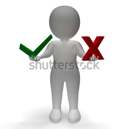 Tick And Cross Symbols In Front Shows Choice Or Decision Stock photo © stuartmiles