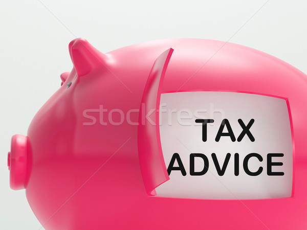 Tax Advice Piggy Bank Shows Advising About Taxes Stock photo © stuartmiles