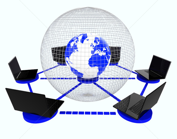 Global Computer Netzwerk Welt Monitor Konnektivität Stock foto © stuartmiles