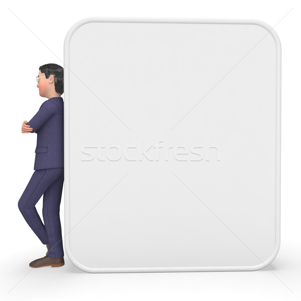 Businessman Beside Signboard Means Blank Space And Announce Stock photo © stuartmiles