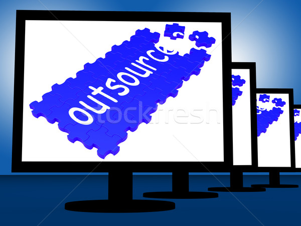 Outsource On Monitors Shows Subcontracts Stock photo © stuartmiles