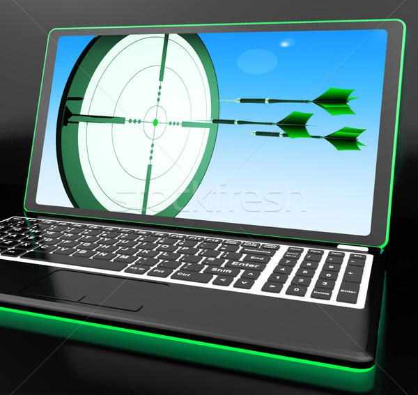 Arrows Aiming On Laptop Showing Extreme Accuracy Stock photo © stuartmiles