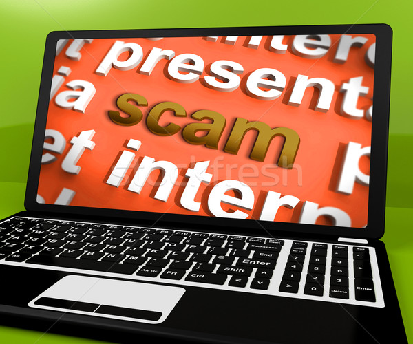 Scam Laptop Shows Scheming Theft Deceit And Fraud Online Stock photo © stuartmiles