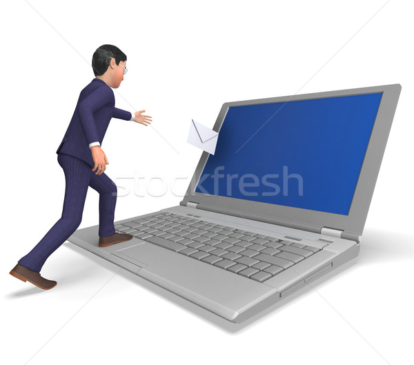 Businessman Sending Email Indicates Online Human And Professional Stock photo © stuartmiles