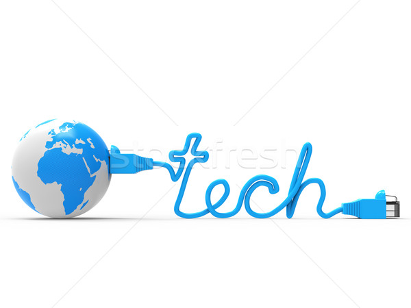 Stock fotó: Globális · tech · világháló · Föld · mutat · bolygó