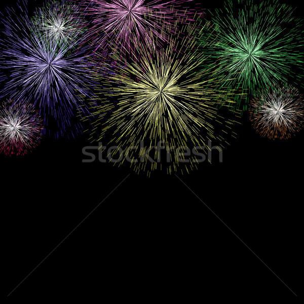 Feuerwerk neue Jahre Himmel Skyline Urlaub Stock foto © stuartmiles