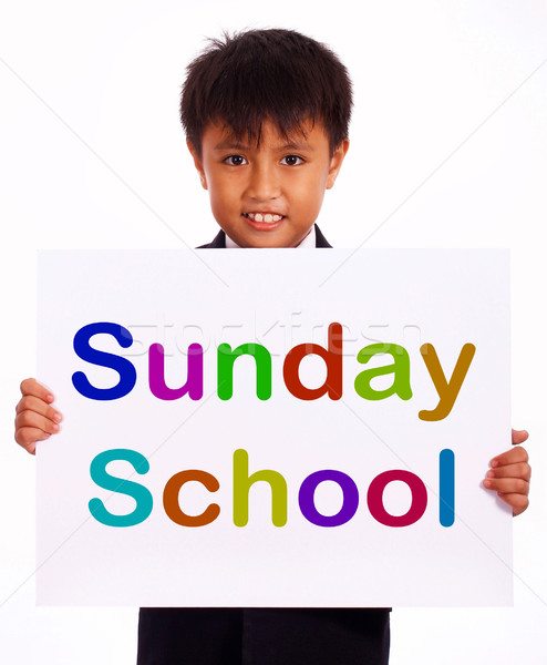 Sunday School Sign Showing Christian Kids Activity Stock photo © stuartmiles