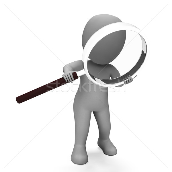 Looking Magnifier Character Shows Examining Scrutinize And Scrut Stock photo © stuartmiles