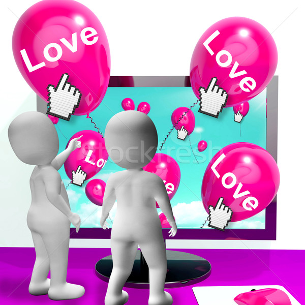 Love Balloons Show Internet Fondness and Affectionate Greetings Stock photo © stuartmiles