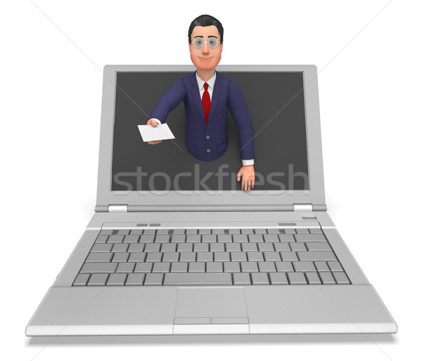 Businessman Working Online Shows Technology Connection And Company Stock photo © stuartmiles