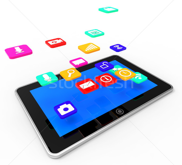 Social Media Tablet Indicates Application Software And Communication Stock photo © stuartmiles