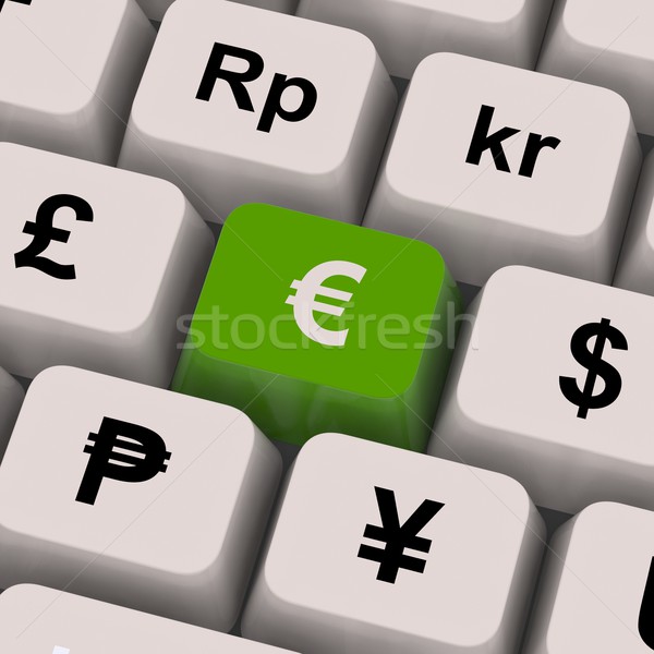 Euro waluty klucze pokaż ceny wymiany Zdjęcia stock © stuartmiles