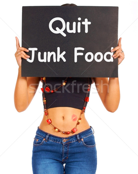 Quit Junk Food Sign Shows Eating Well For Health Stock photo © stuartmiles