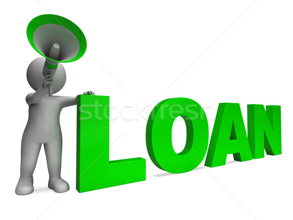 Loan Character Shows Bank Loans Mortgage Or Loaning Stock photo © stuartmiles