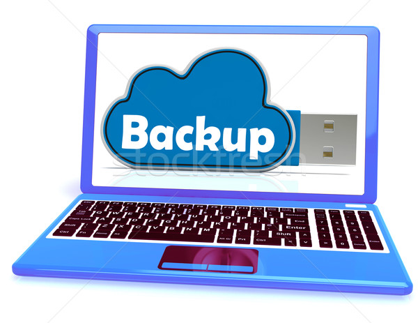 Backup Memory Stick Laptop Shows Files And Cloud Storage Stock photo © stuartmiles