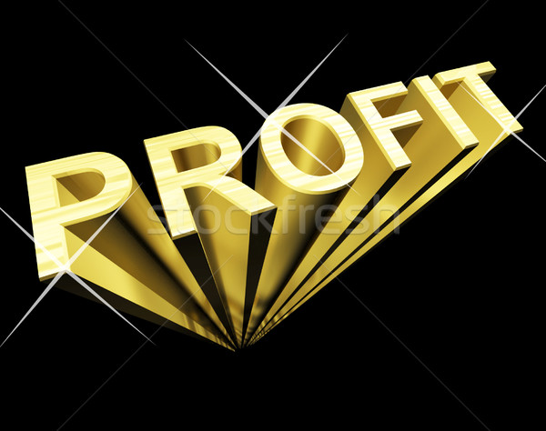 Nyereség szöveg arany 3D szimbólum beruházás Stock fotó © stuartmiles