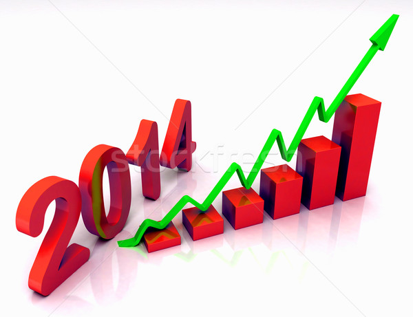 2014 Rood staafdiagram budget 2013 tonen Stockfoto © stuartmiles