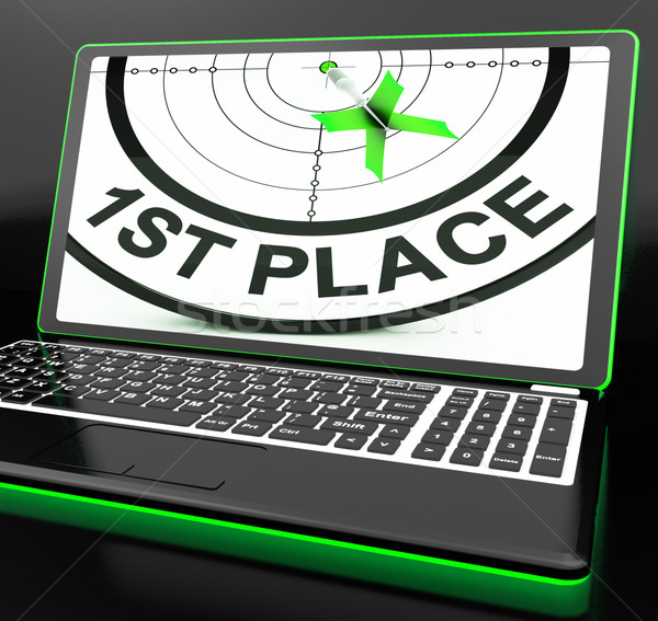 1st Place On Laptop Showing Targeting Victory Stock photo © stuartmiles